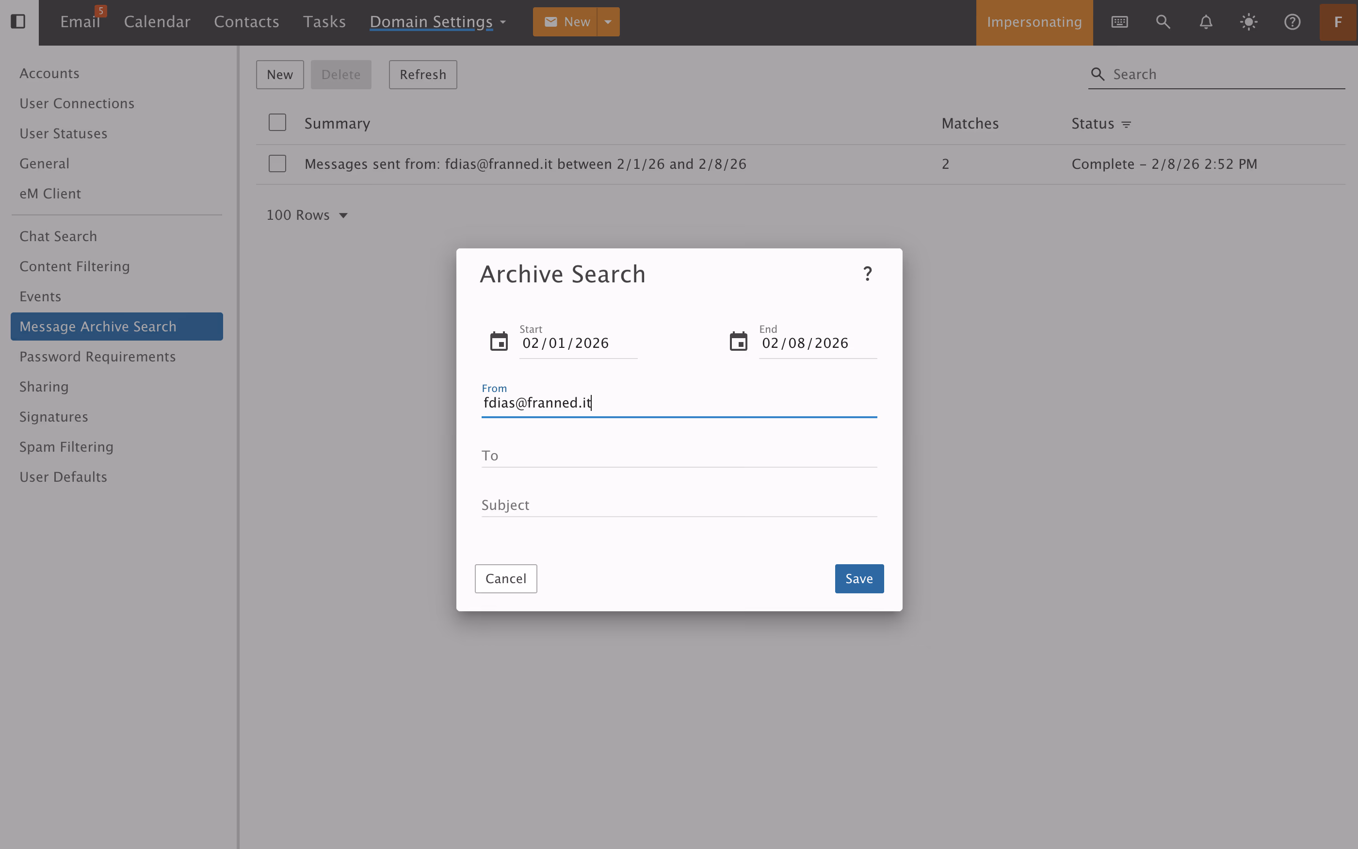 Message Archiving — Archive Search