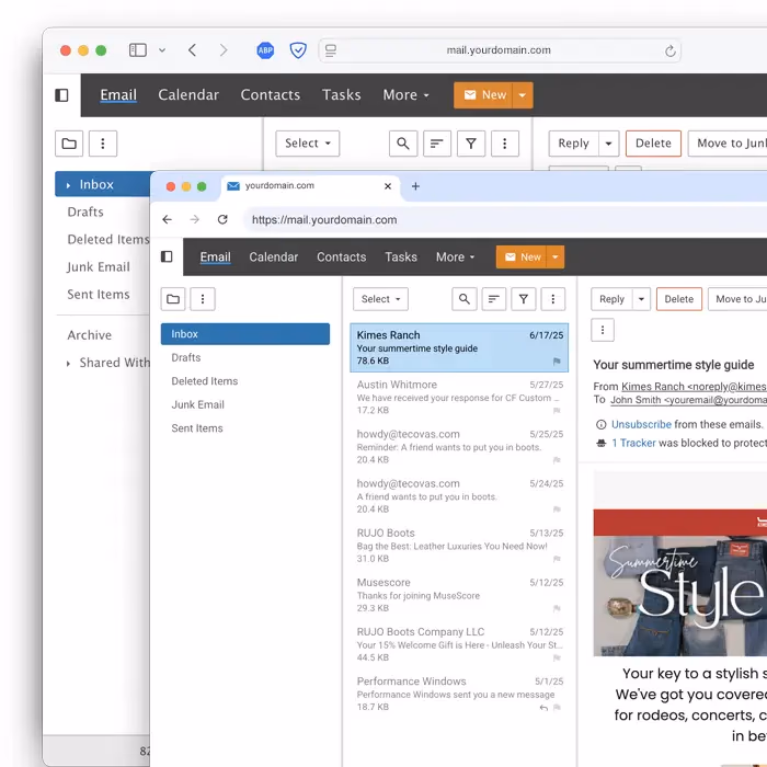 AstroMail webmail inbox